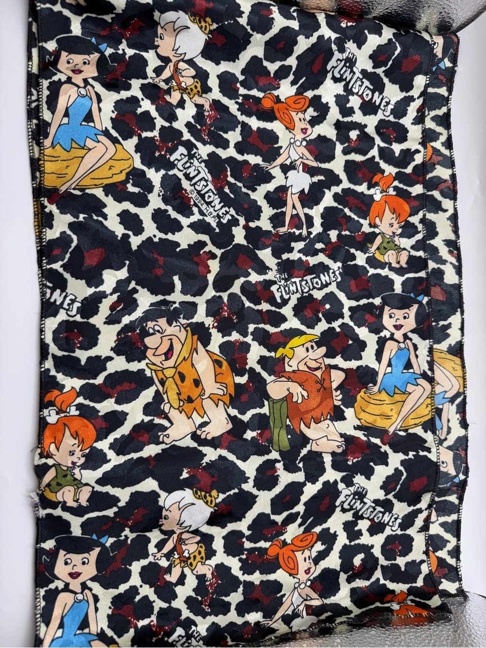 1994 Vintage Flintstones Neck Scarf Fred Wilma Pebbles Dino Barney Betty 60" 10"